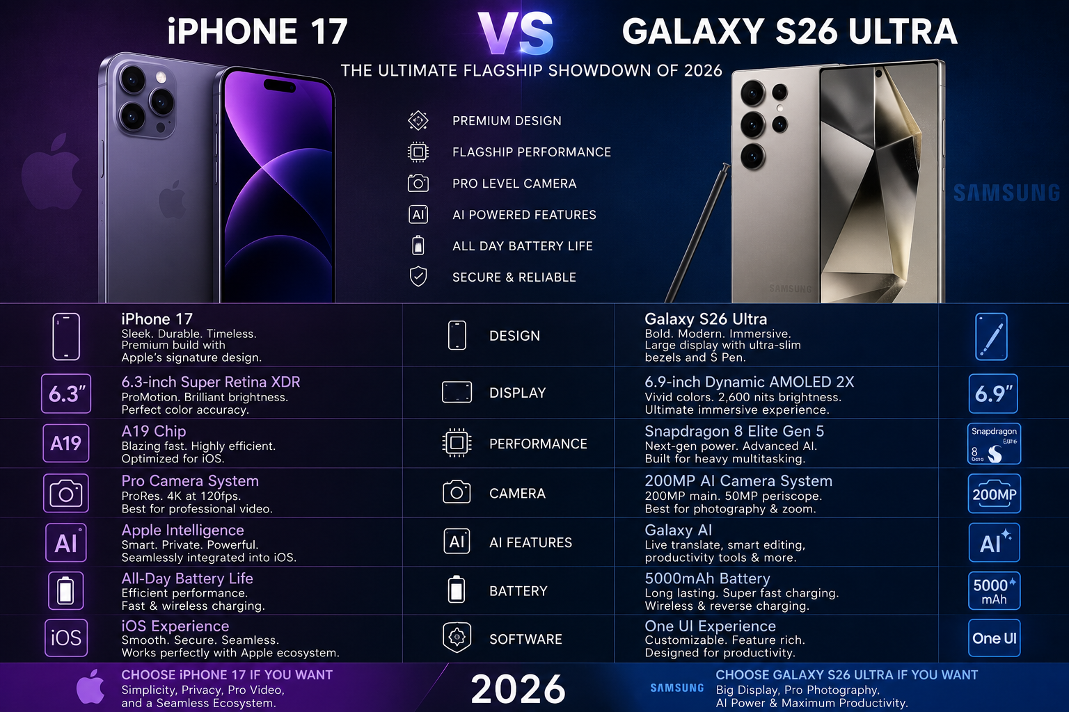 The 2026 Flagship Showdown: iPhone 17 vs. Samsung Galaxy S26 Ultra