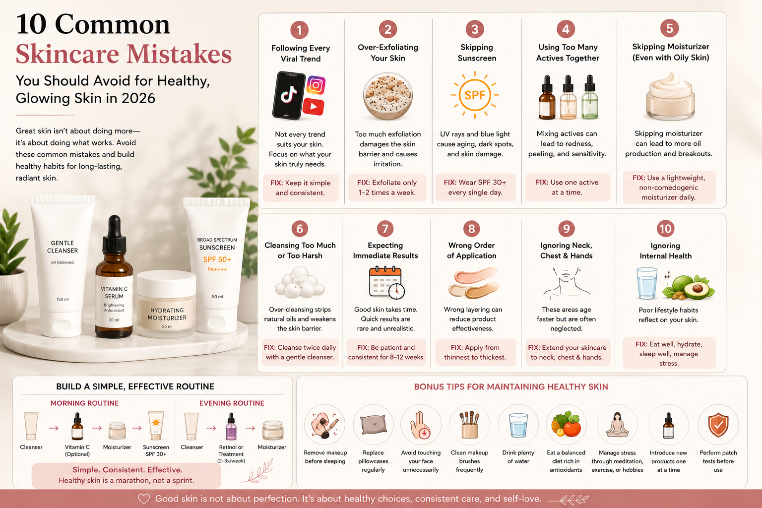 The 2026 Skincare Reset: 10 Common Mistakes Damaging Your Glow