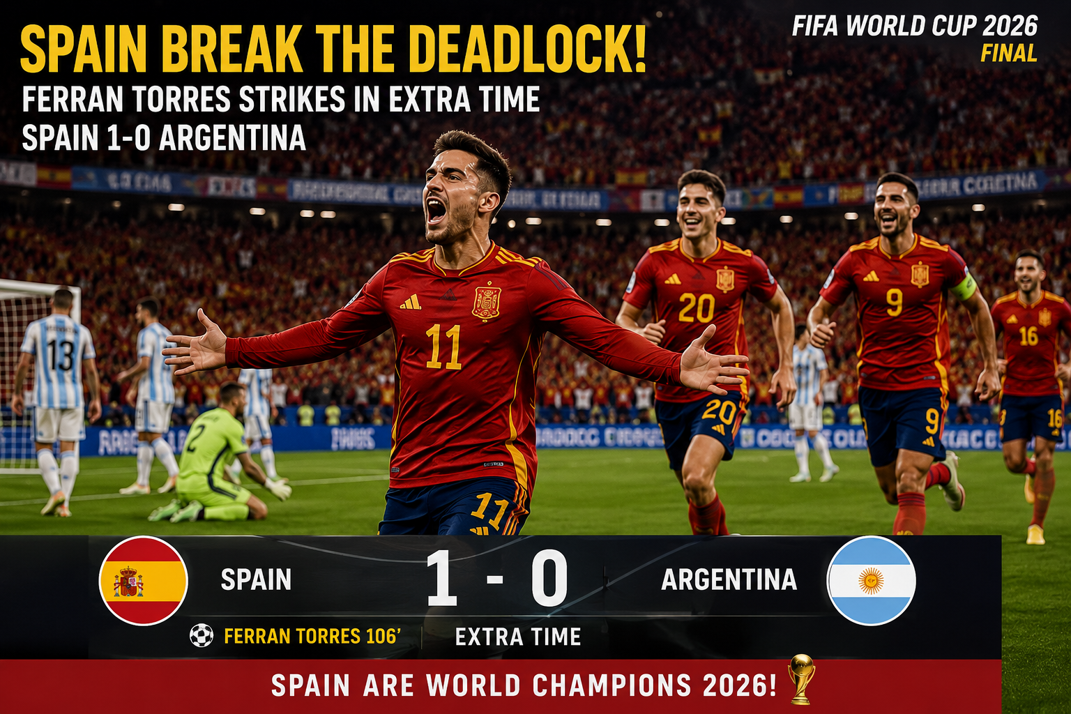 Spain Crowned FIFA World Cup 2026 Champions After Tactical Masterclass Against Argentina