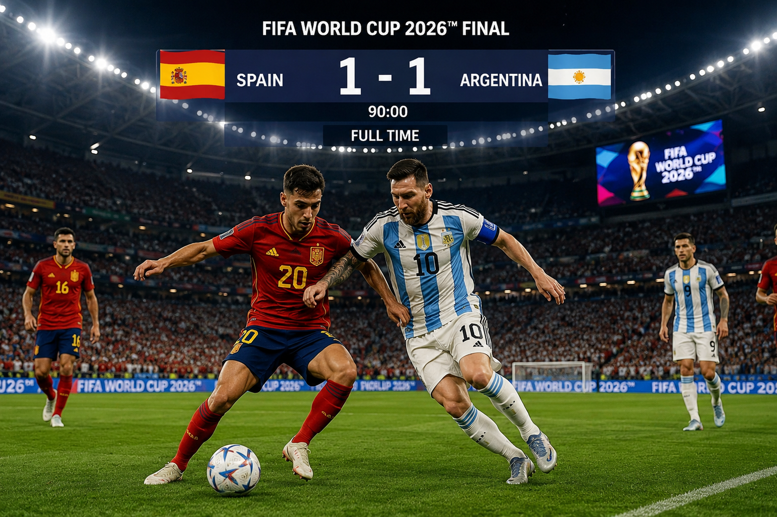 FIFA World Cup 2026 Final: Score Level as Spain and Argentina Continue Tactical Battle