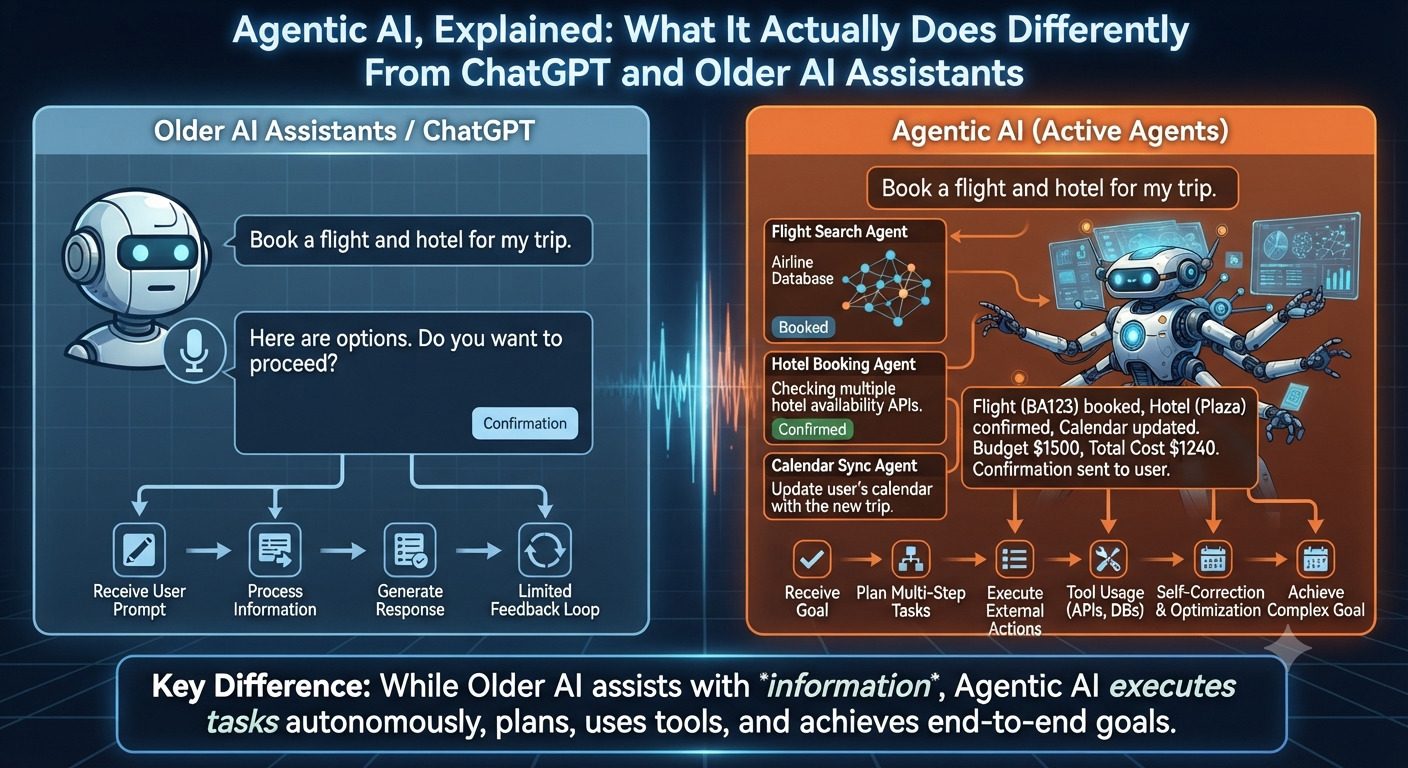Agentic AI, Explained: What It Actually Does Differently From ChatGPT and Older AI Assistants