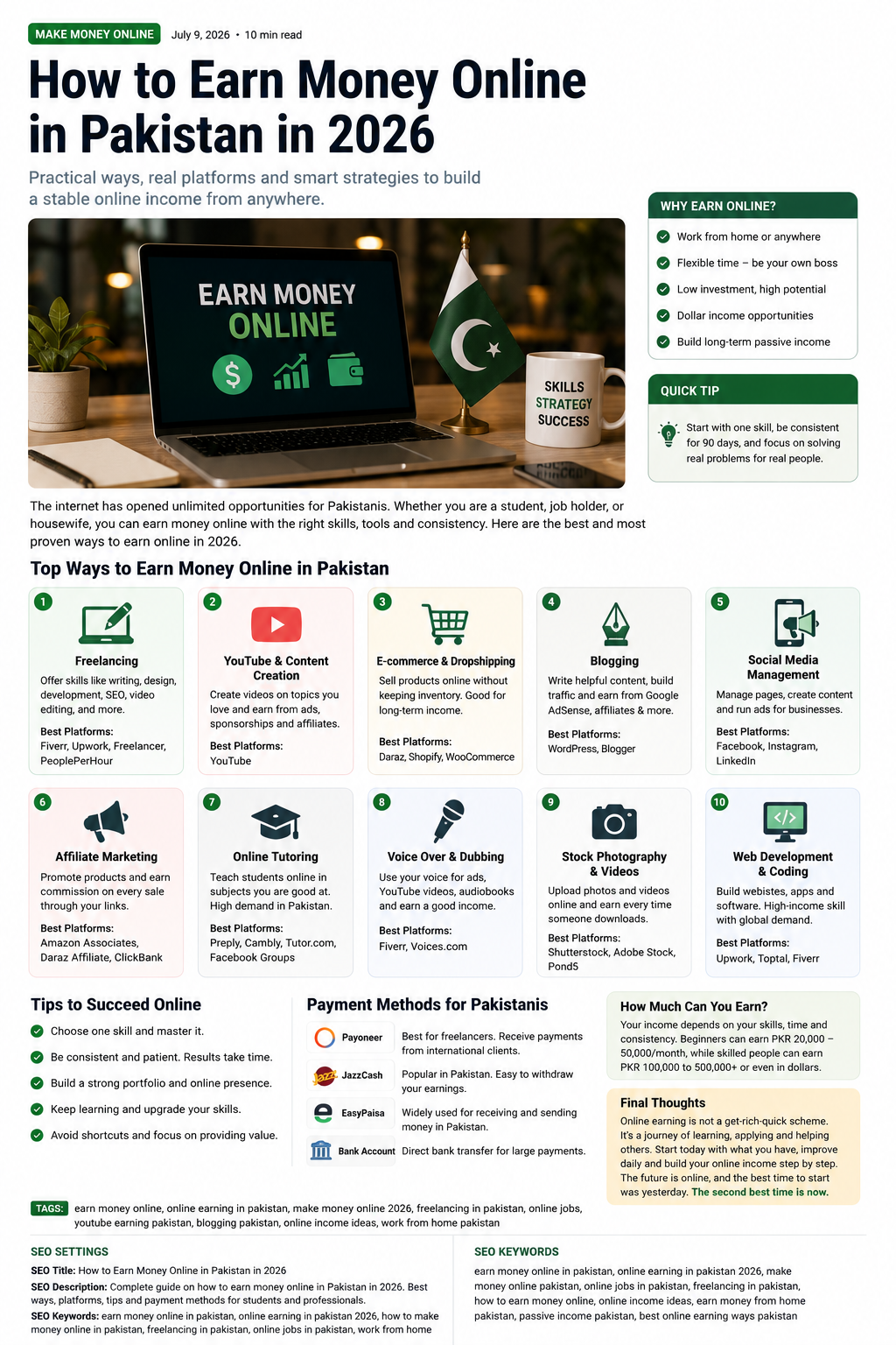 How to Earn Money Online in Pakistan in 2026: Best Real Methods for Beginners
