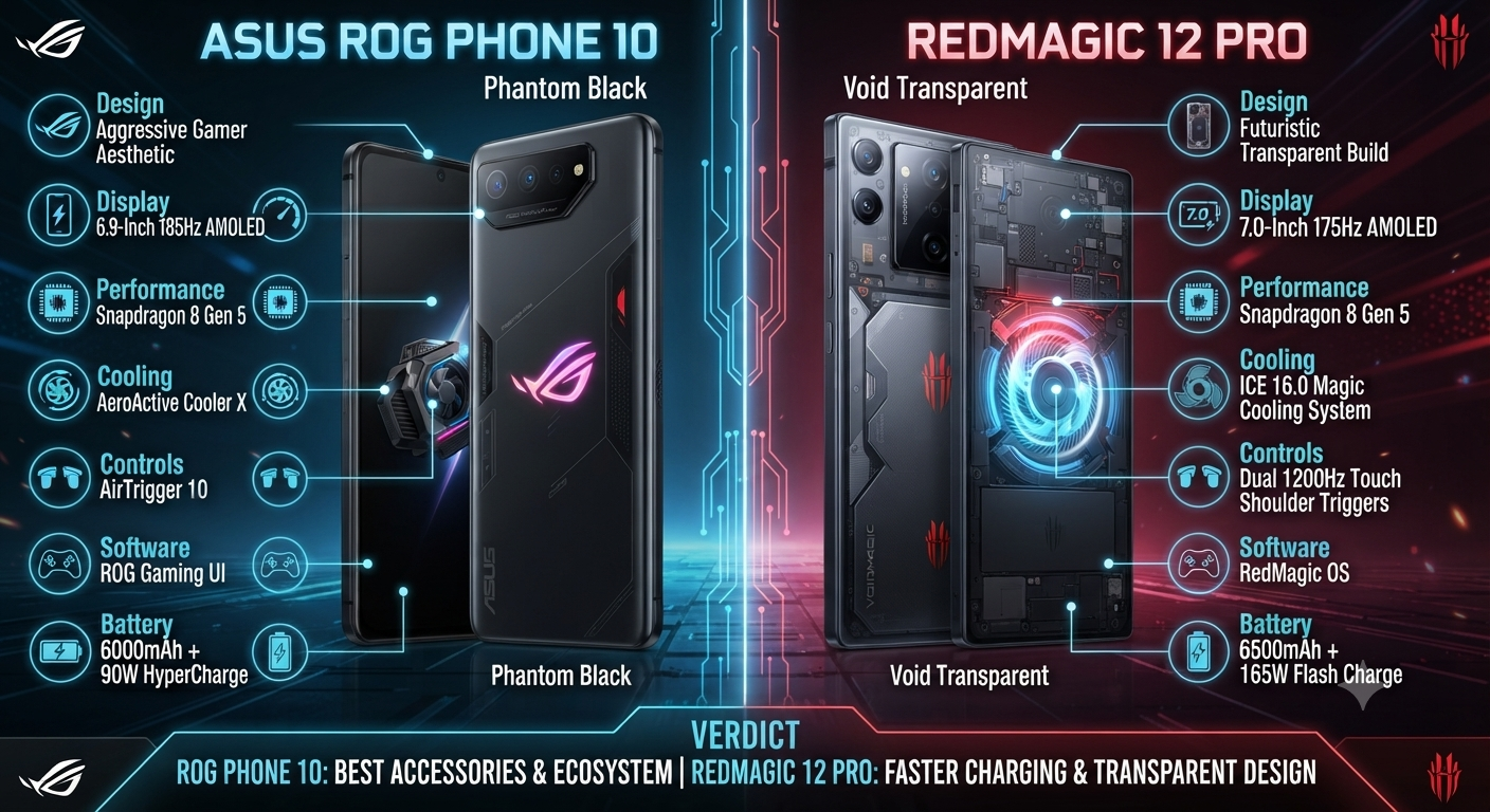 ASUS ROG Phone 10 vs RedMagic 12 Pro: The Ultimate 2026 Gaming Phone Showdown