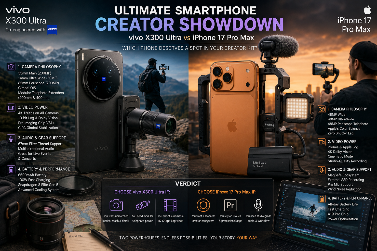 Best Phone for Content Creators: vivo X300 Ultra vs. iPhone 17 Pro Max Showdown