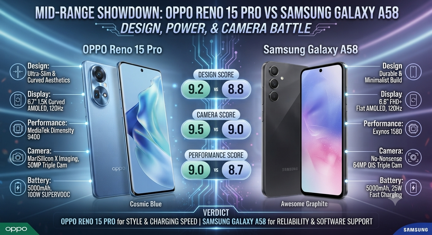 OPPO Reno 15 Pro vs Samsung Galaxy A58: The Ultimate Mid-Range Clash