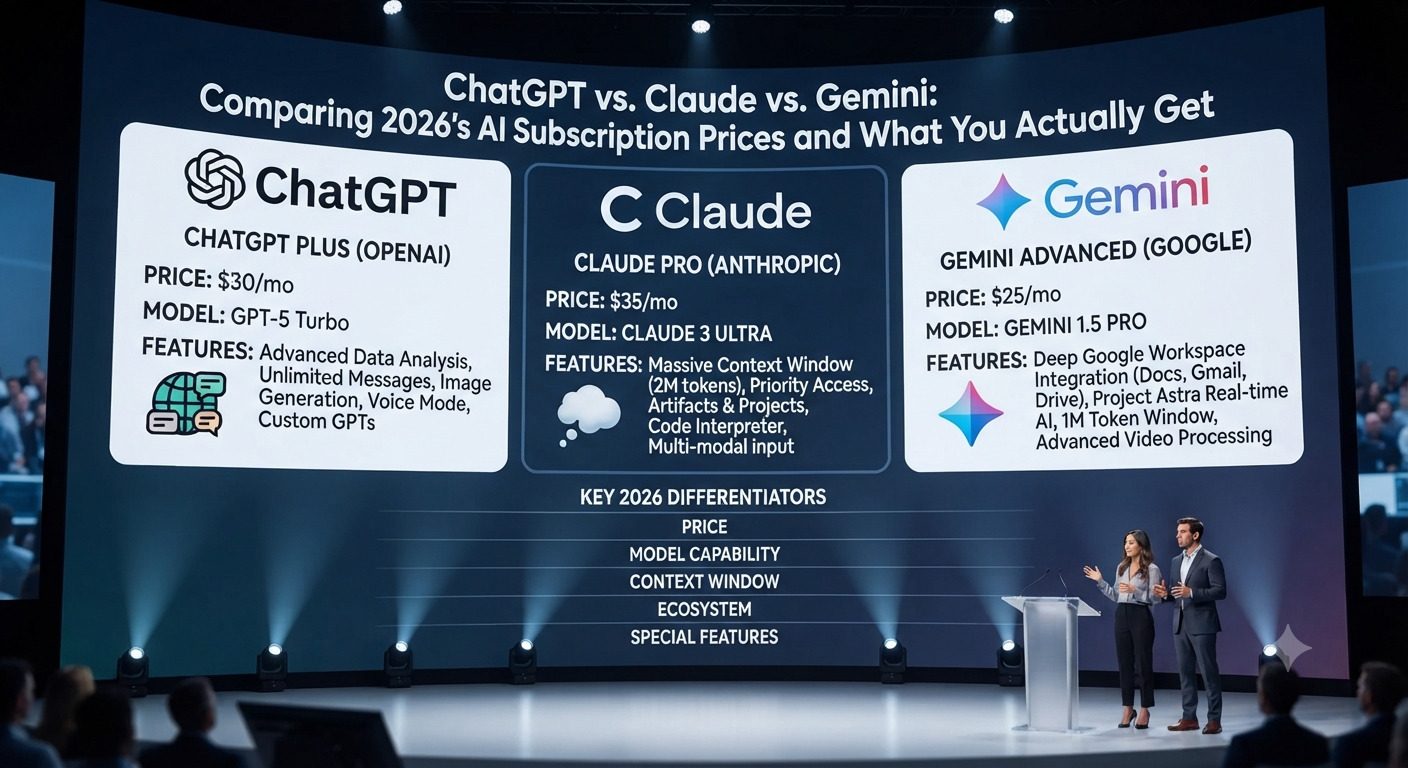 ChatGPT vs. Claude vs. Gemini: Comparing 2026's AI Subscription Prices and What You Actually Get