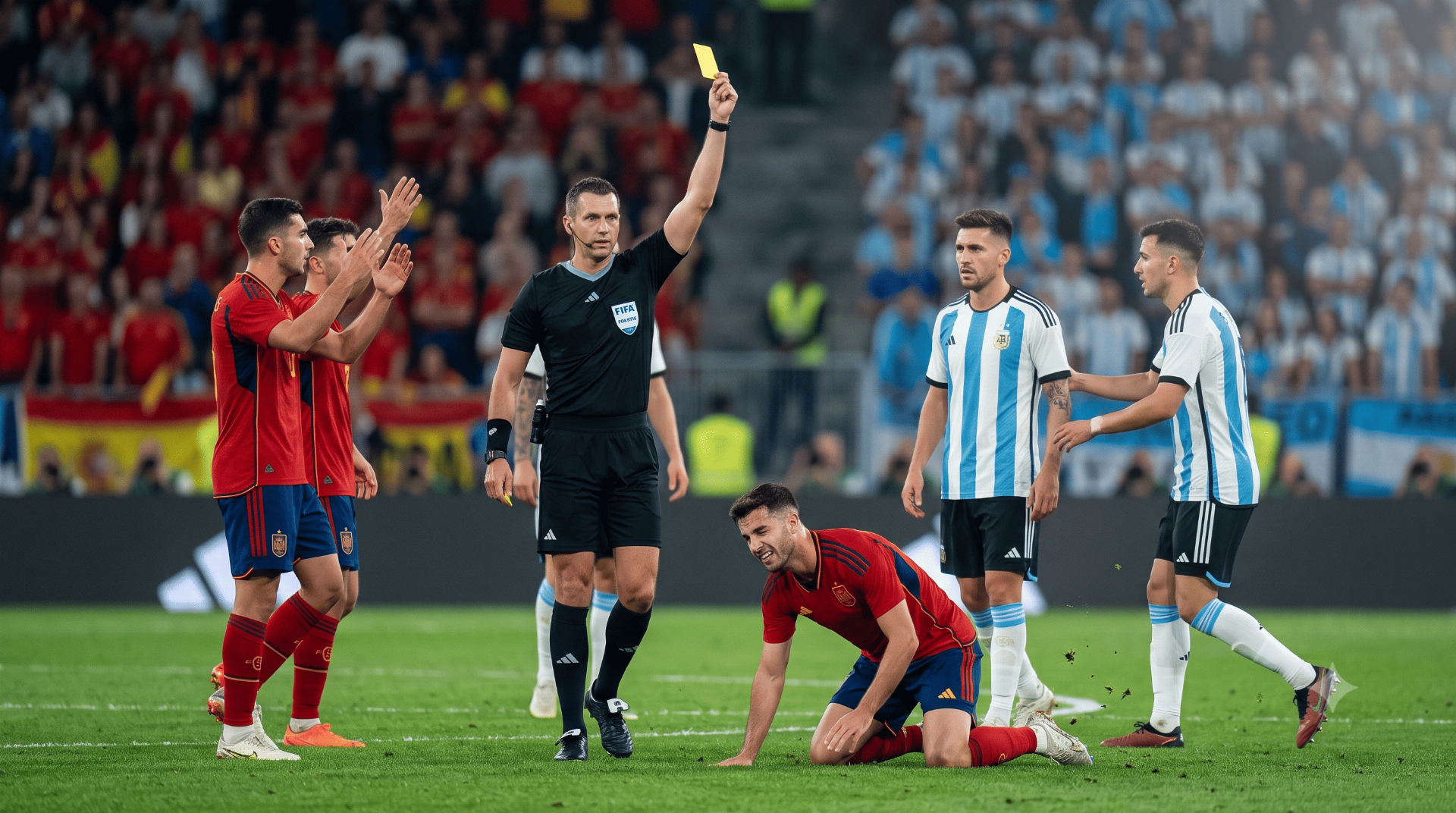 Argentina Finally See Yellow After Repeated Fouls Against Spain