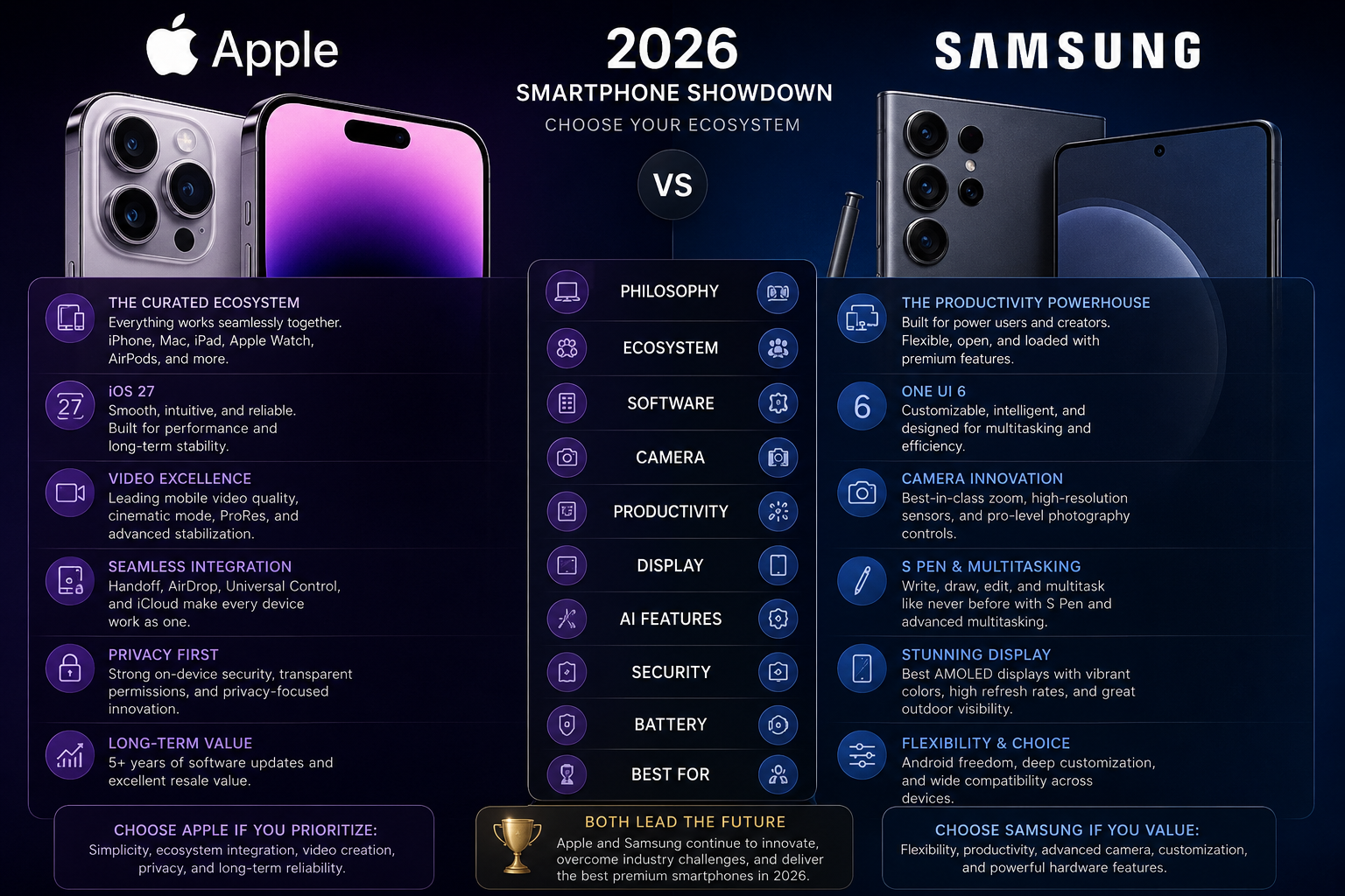 The 2026 Smartphone Divide: Apple vs. Samsung