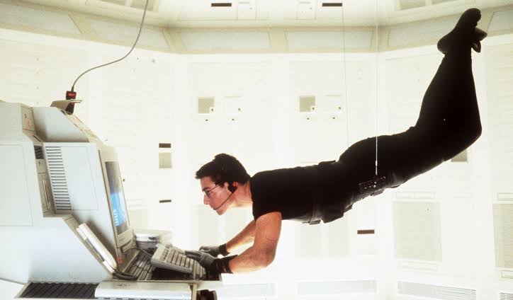 Ethan Hunt suspended in the CIA vault