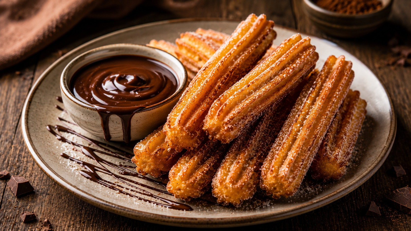Homemade Churros with Chocolate Sauce
