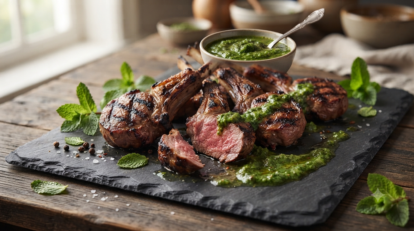 Pan-Seared Lamb Chops with Mint Sauce