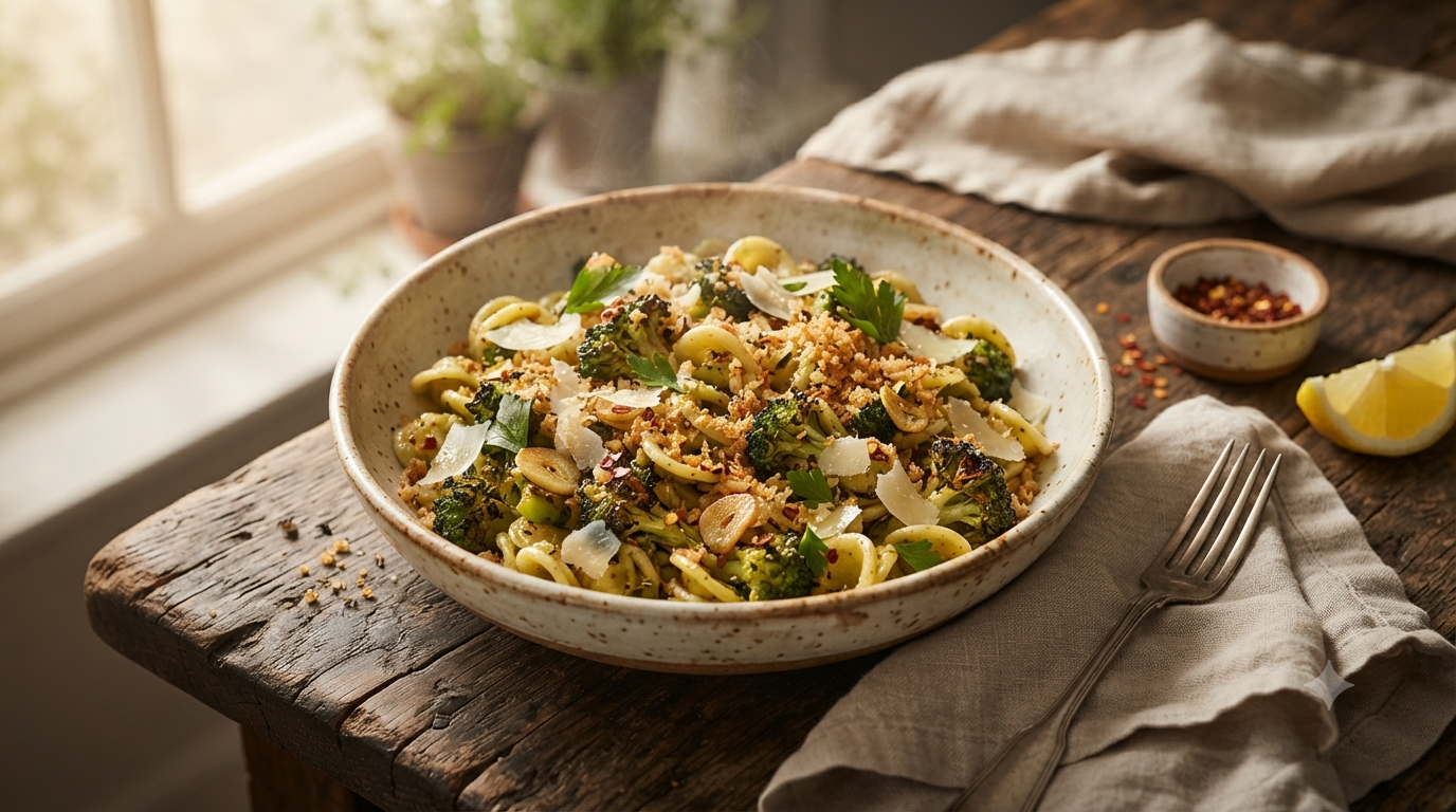 Smashed Broccoli Pasta