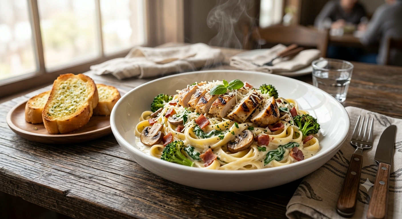 Creamy Loaded Alfredo Pasta with Grilled Chicken
