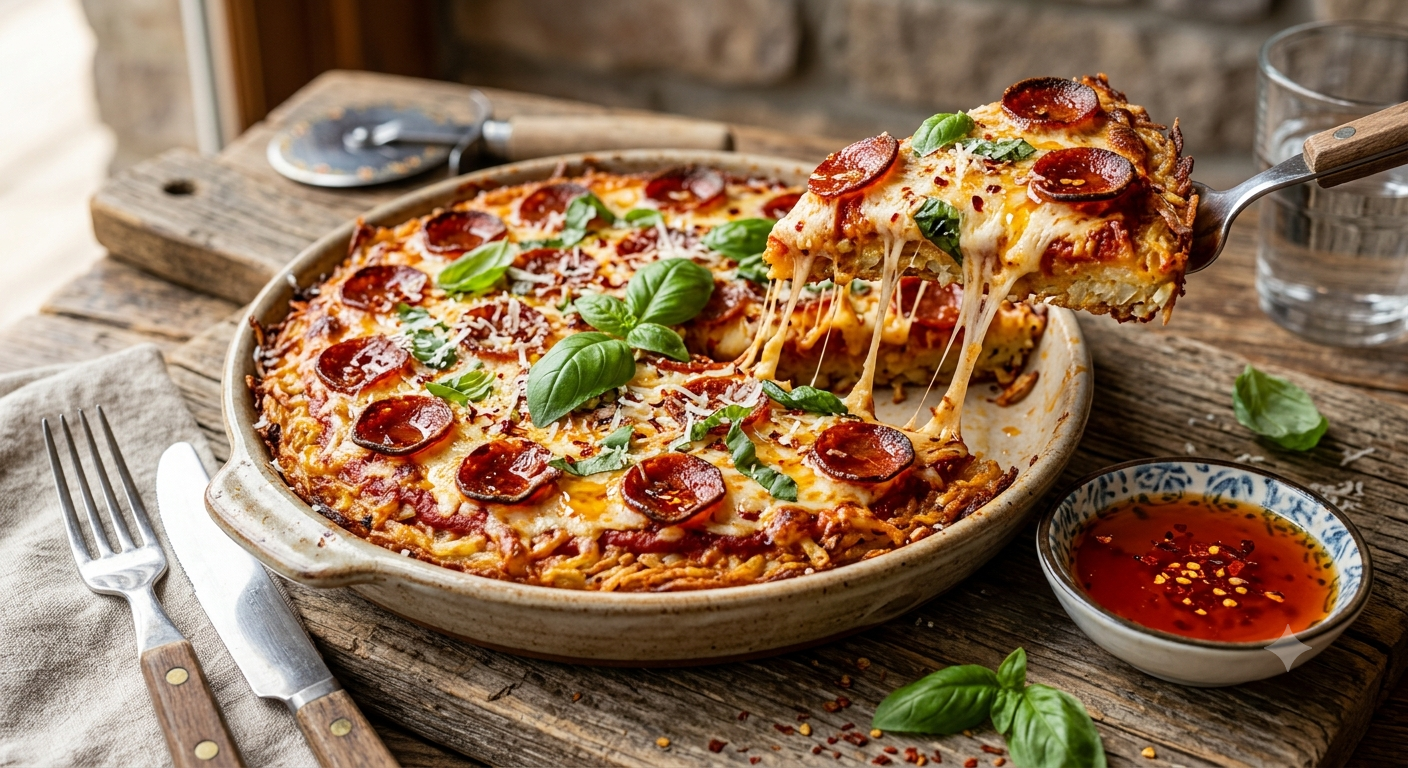 Hot Honey Pepperoni Pizza Hash Browns