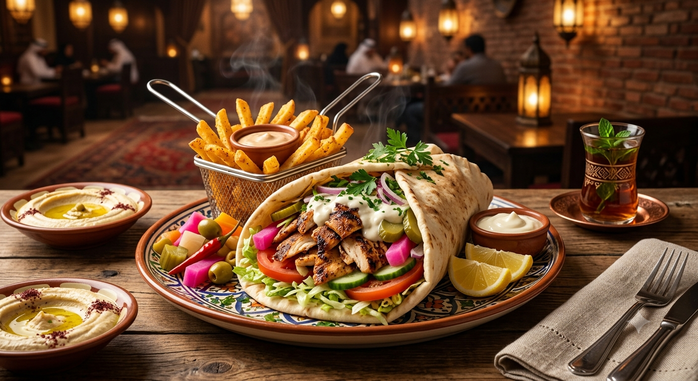 Authentic Arabian Chicken Shawarma with Garlic Toum