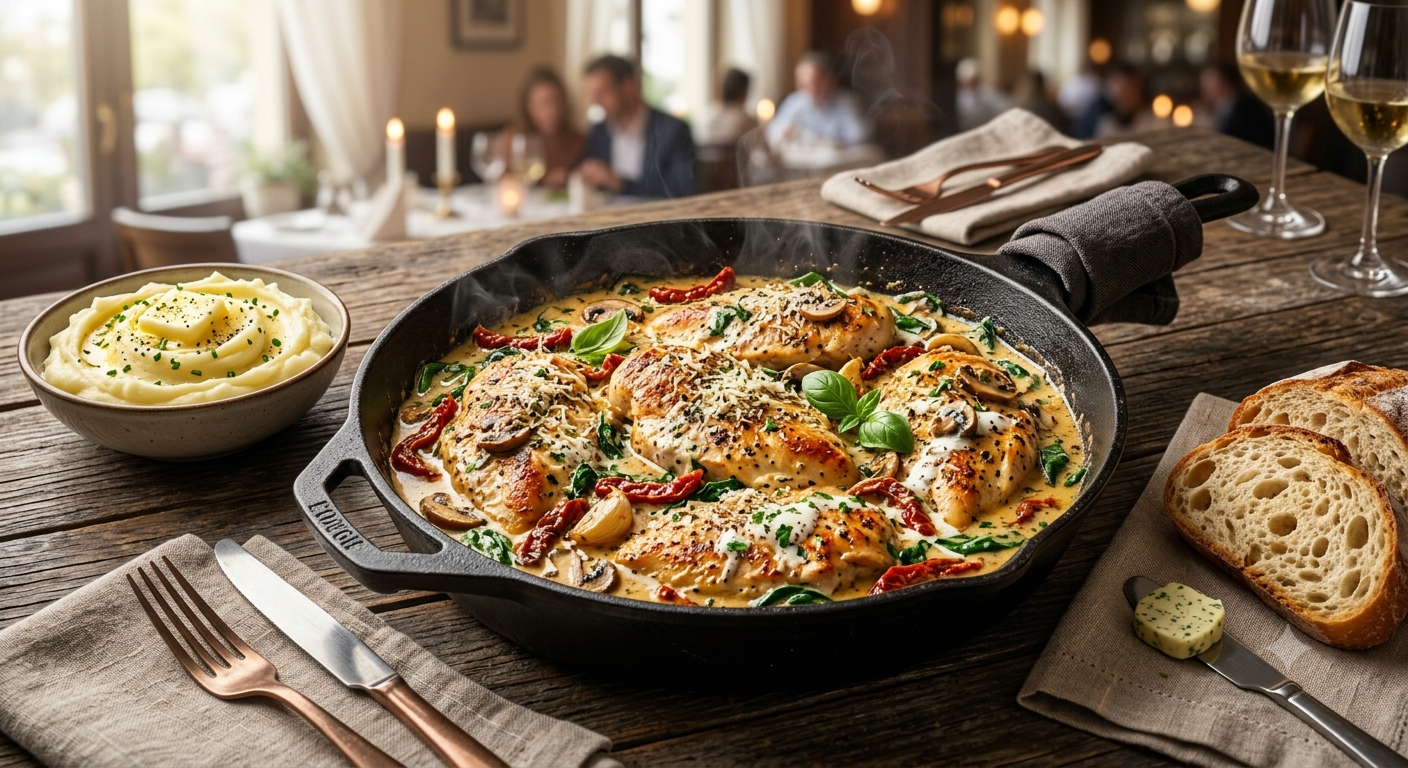 Creamy Tuscan Garlic Chicken Skillet
